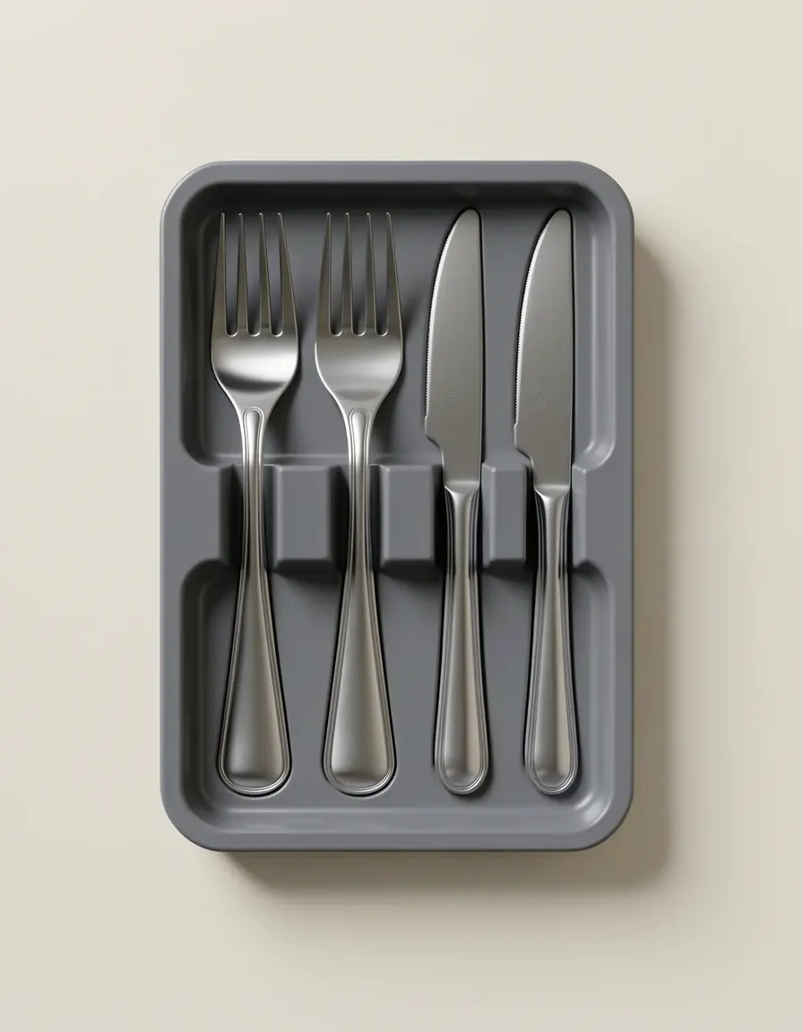 Bandeja de plástico para cubiertos blanca y moderna