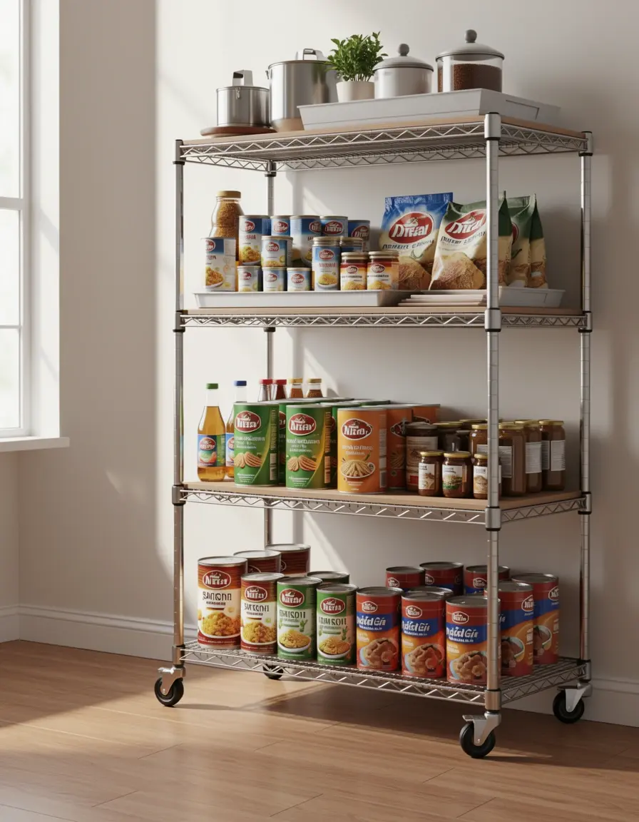 Rolling Cart de metal con estantes para organización de cocina
