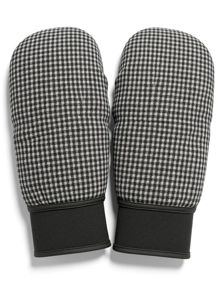 Par de guantes de horno acolchados con tela de cuadros