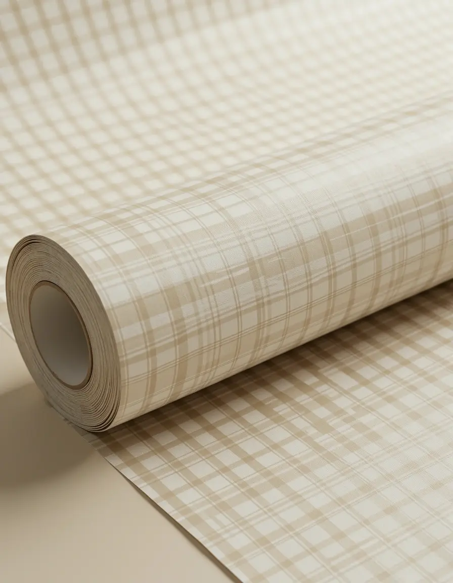 Rollo de papel tapiz de cocina con patrón de cuadros