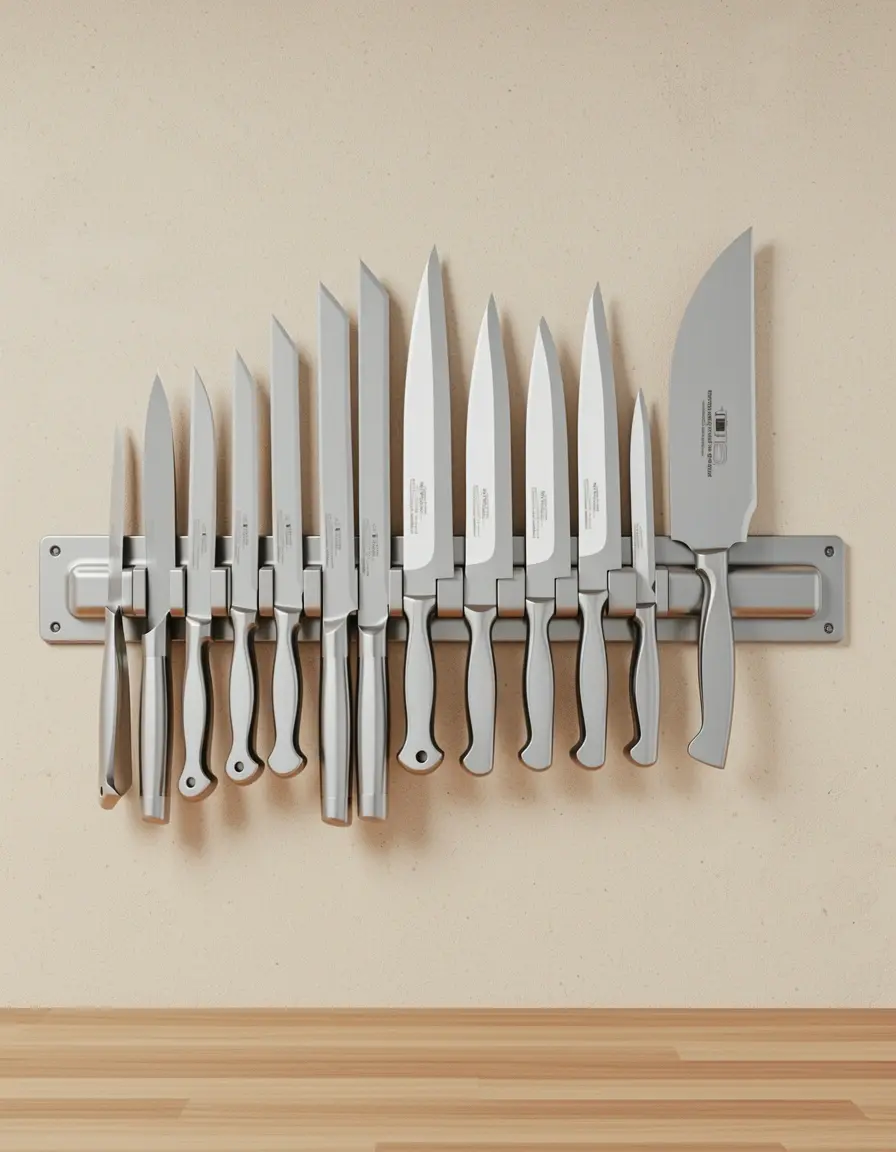 Soporte magnético para cuchillos de acero inoxidable montado en pared