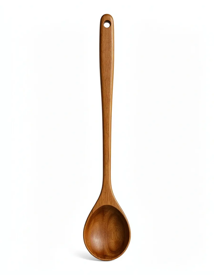 Cucharón de madera de mango largo para sopa