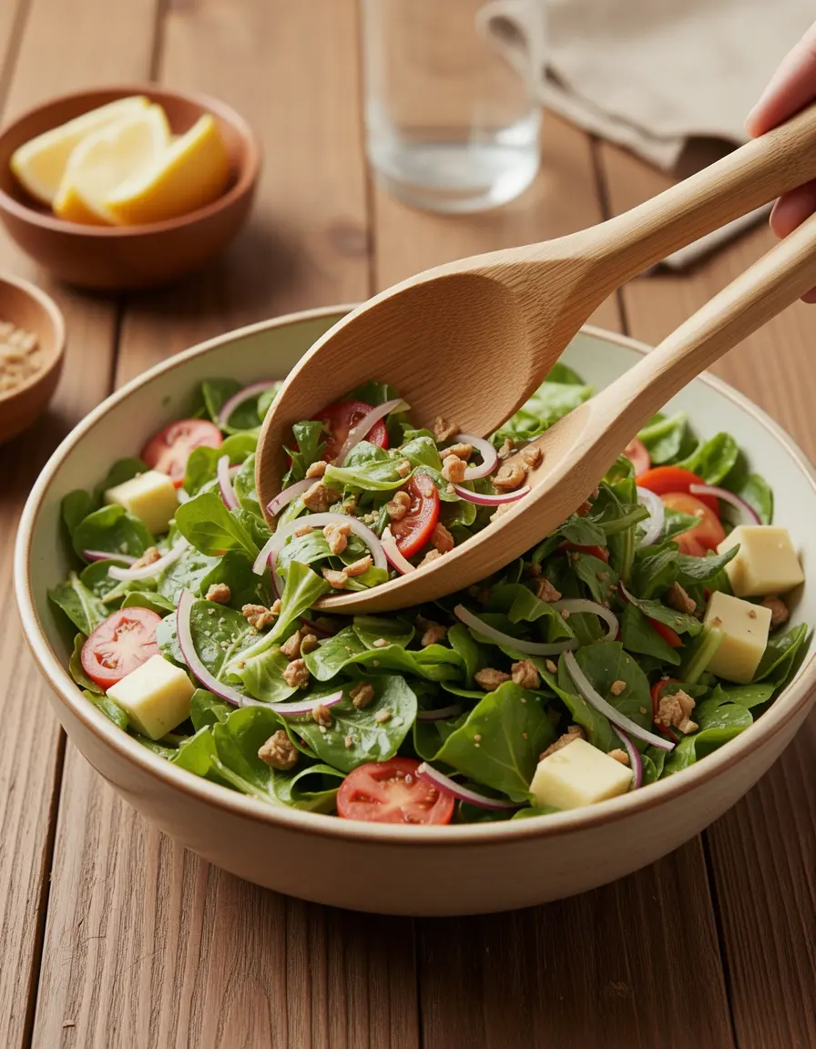 Pinzas de bambú para ensalada abiertas