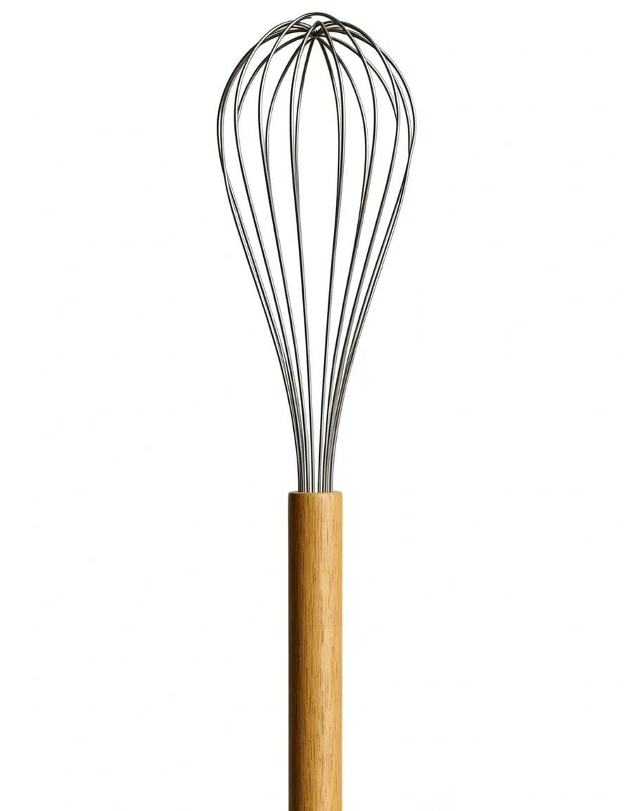 Batidor de varillas con mango de madera ergonómico
