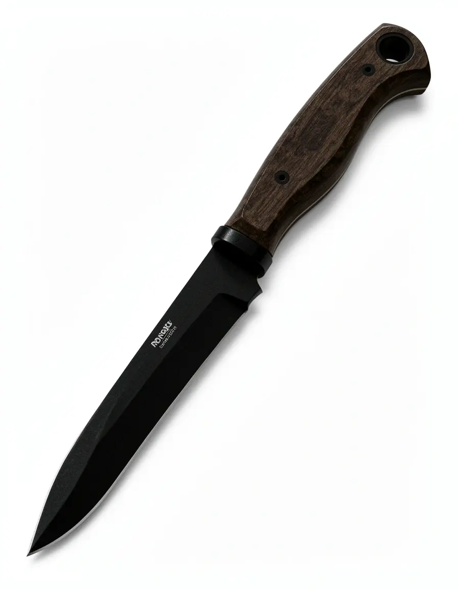 Cuchillo de chef negro con hoja afilada y mango ergonómico