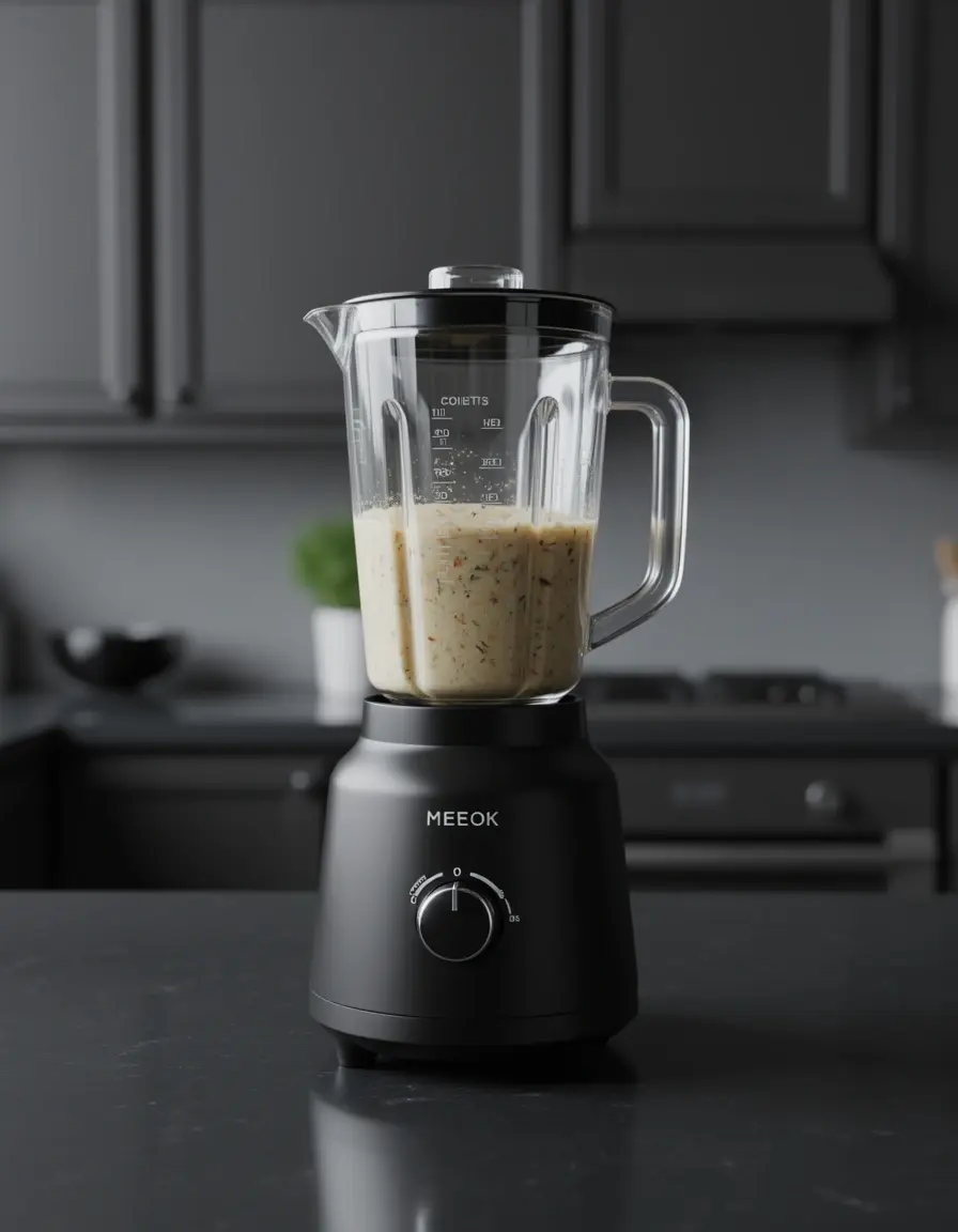 Batidora de vaso negra mate ideal para encimeras modernas