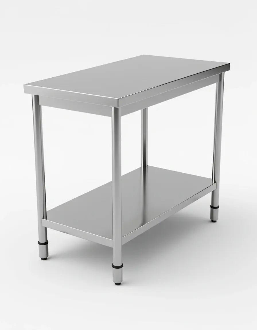 Mesa de trabajo de acero inoxidable con estante inferior para cocina