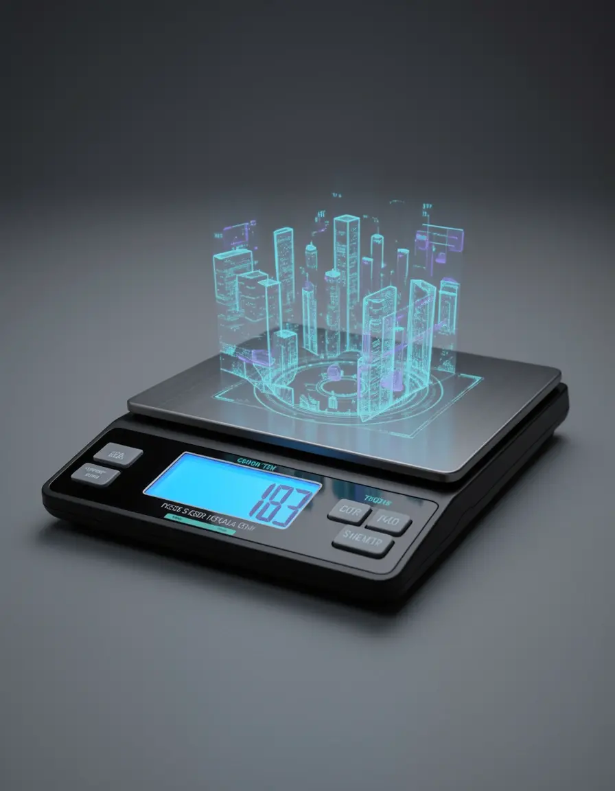 Báscula de cocina con pantalla holográfica digital