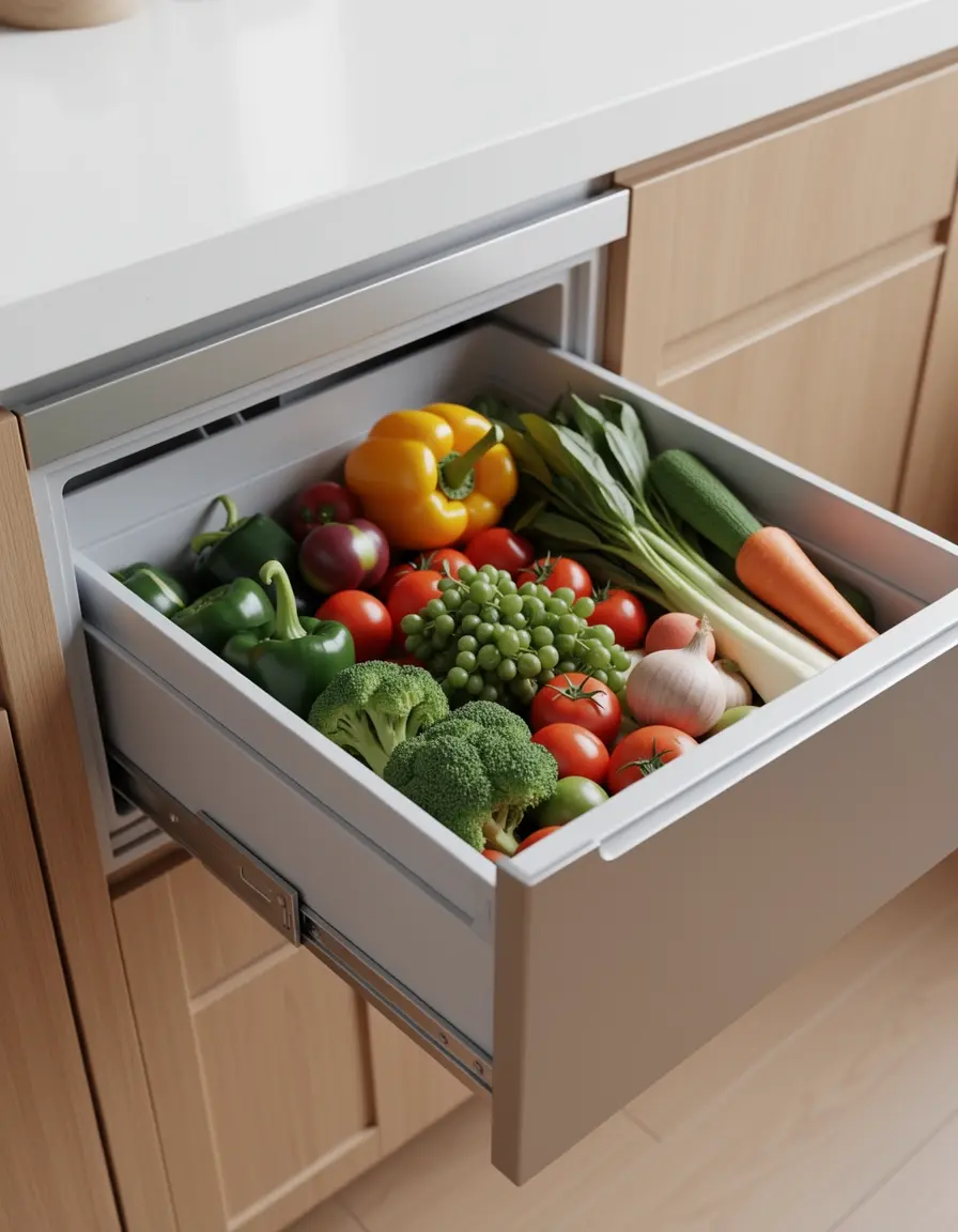 Cajón refrigerado bajo encimera para verduras y bebidas