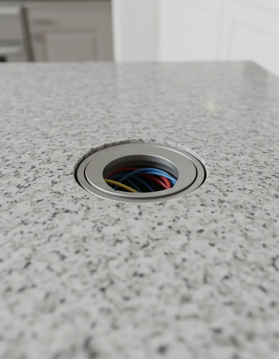 Pasacables elegante para encimera de cocina
