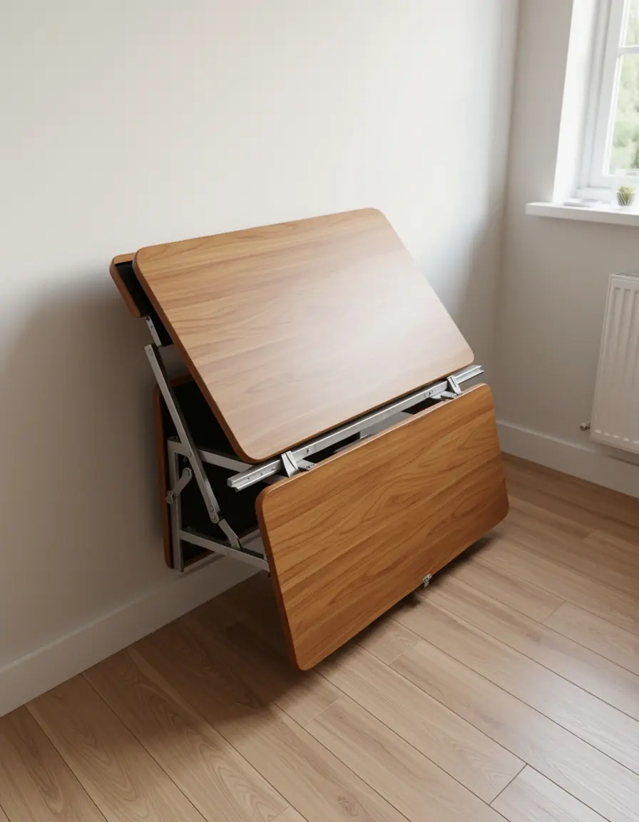 Mesa plegable de pared para desayunos en cocinas estrechas