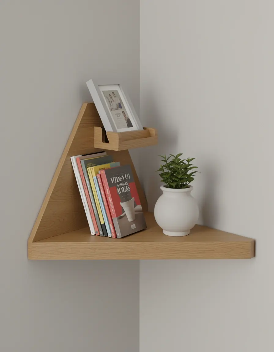 Estante esquinero triangular para optimizar esquinas en cocinas modernas