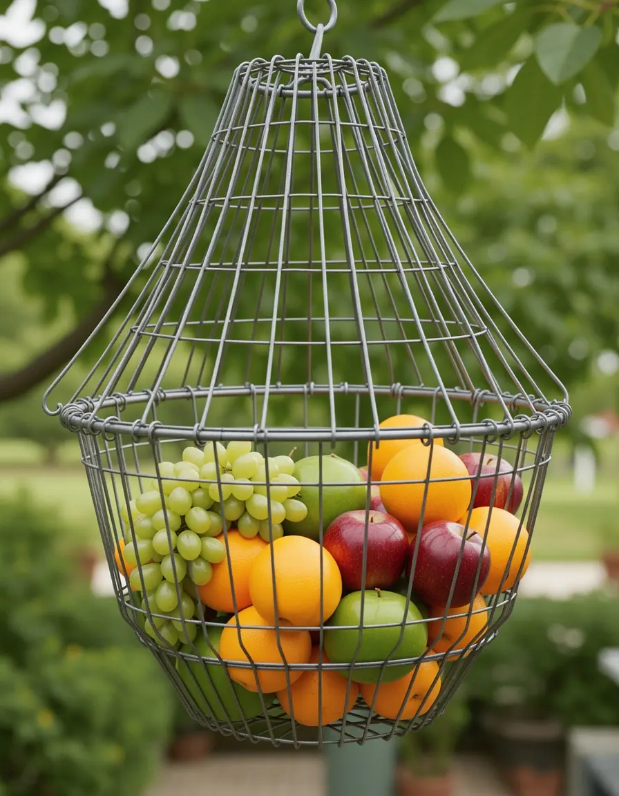 Cestas de alambre colgantes para frutas y verduras