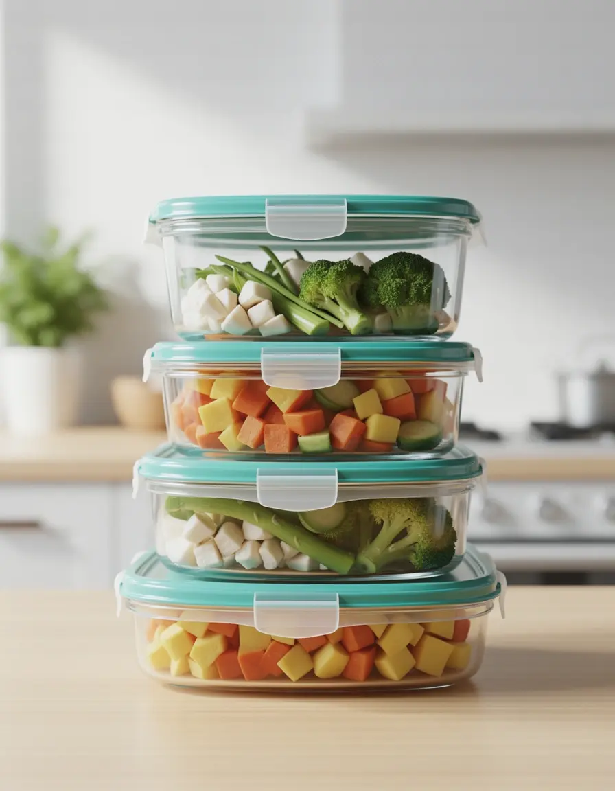 Set de 5 recipientes de vidrio para almacenamiento de alimentos herméticos y rústicos