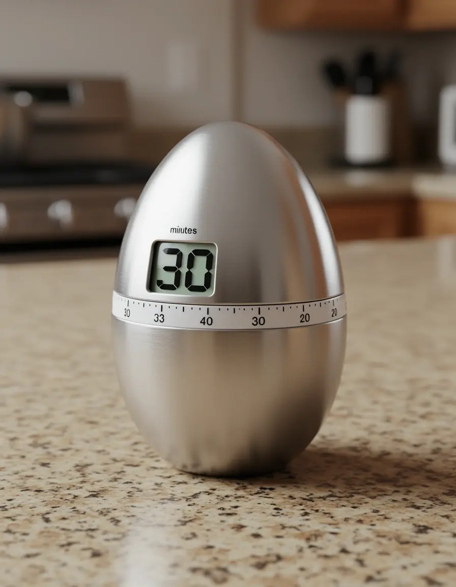 Temporizador de cocina mecánico con forma de huevo