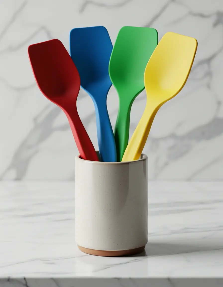 Set de 4 espátulas de silicona de colores para cocina moderna