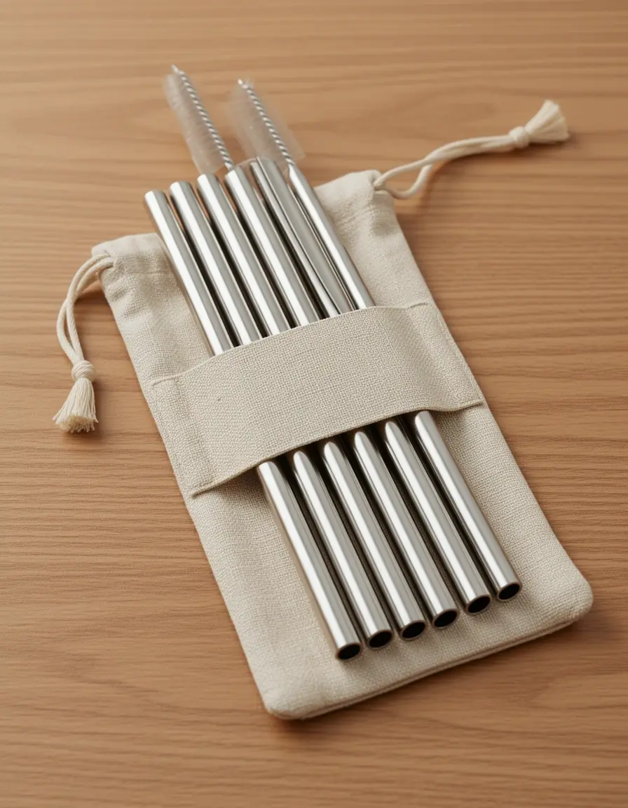 Set de pajitas de acero inoxidable reutilizables con cepillo