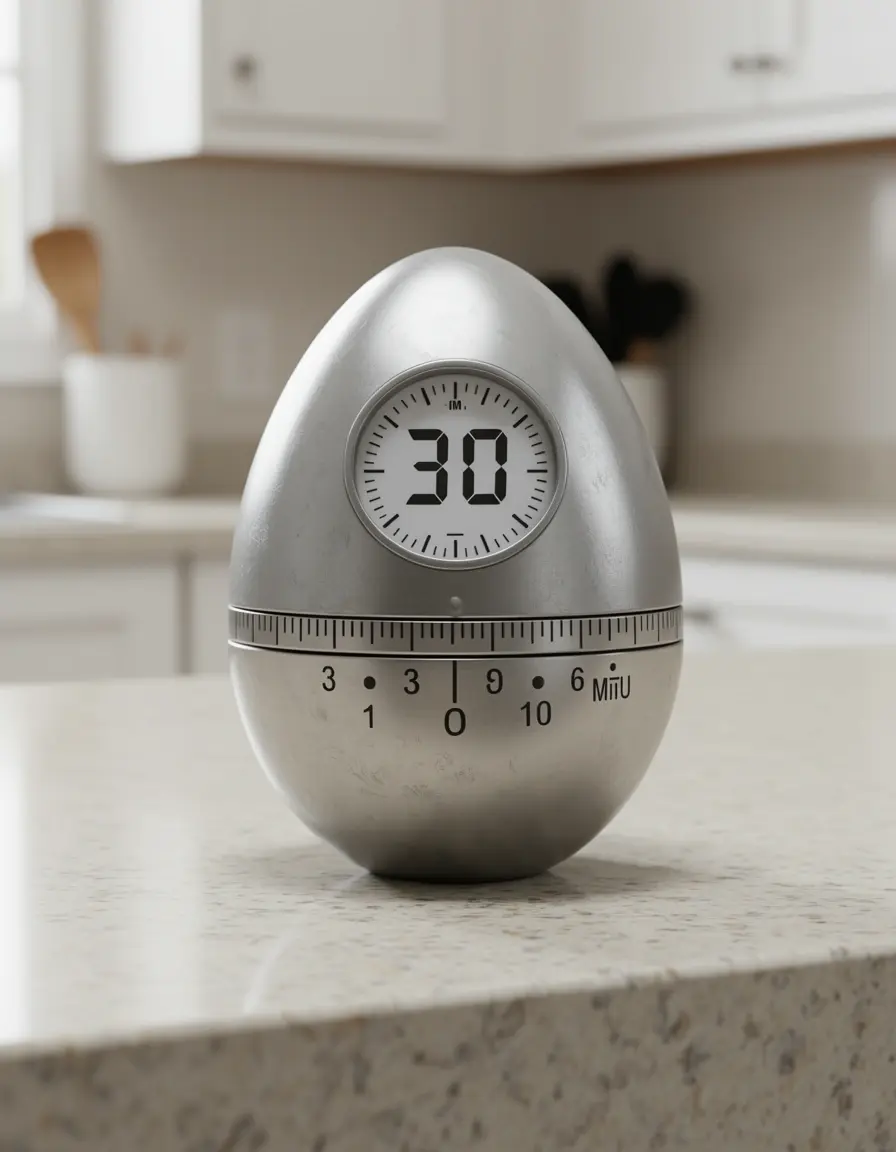 Temporizador de cocina mecánico en forma de huevo