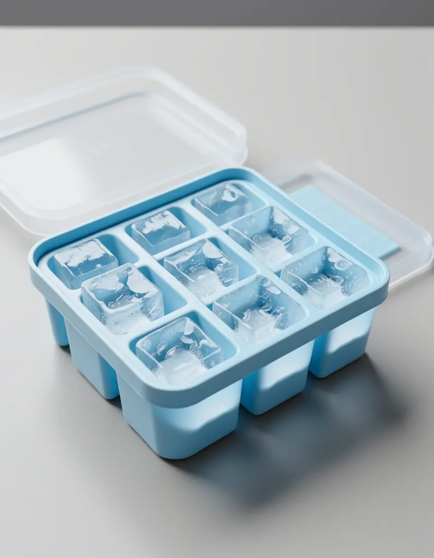 Bandeja de cubitos de hielo de silicona con tapa