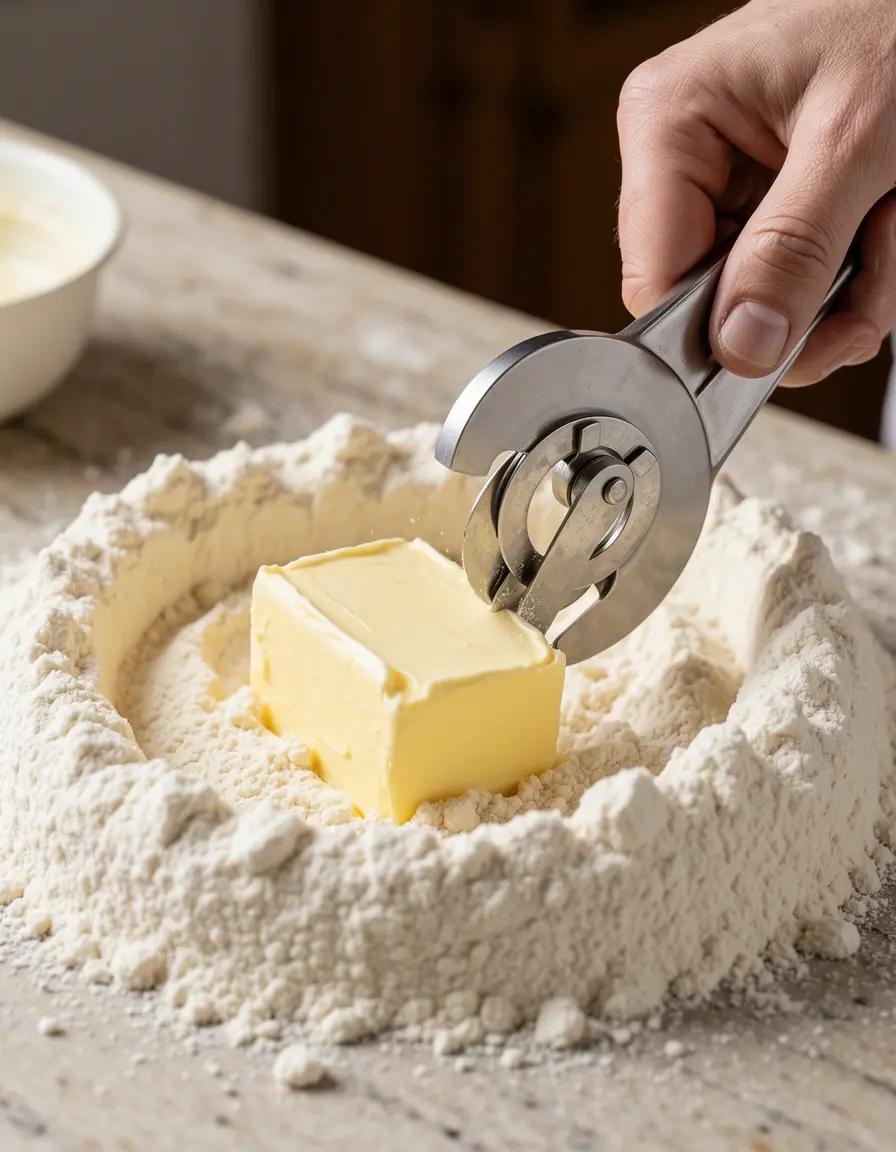 Cortador de masa pastry blender de acero inoxidable cortando mantequilla
