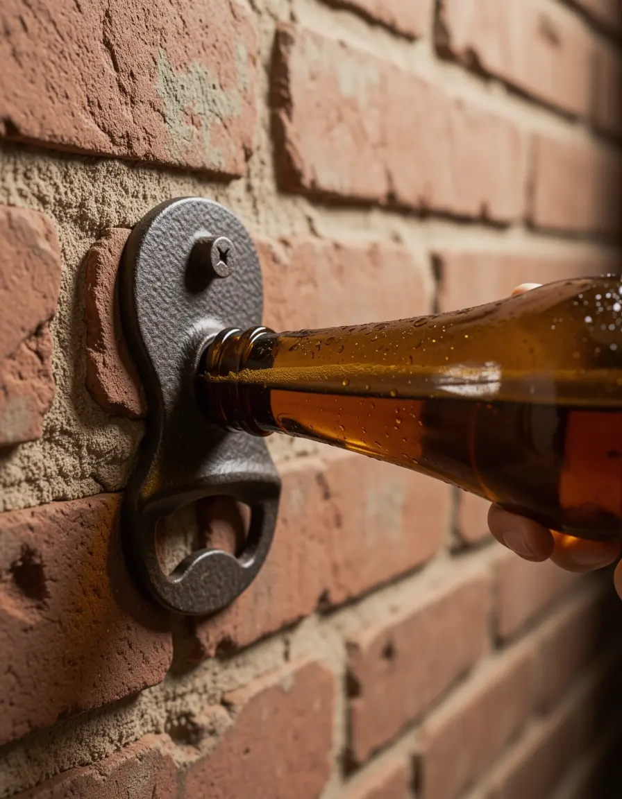 Abrebotellas rústico montado en pared de hierro fundido