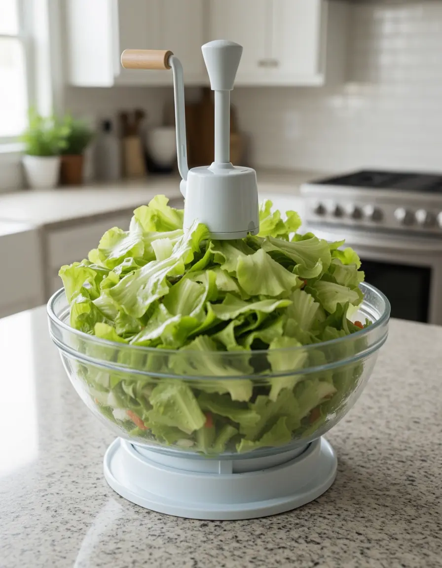 Centrifugadora de ensalada de gran capacidad con manivela