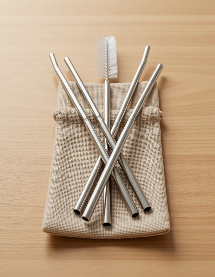Set de pajitas de acero inoxidable reutilizables con cepillo de limpieza