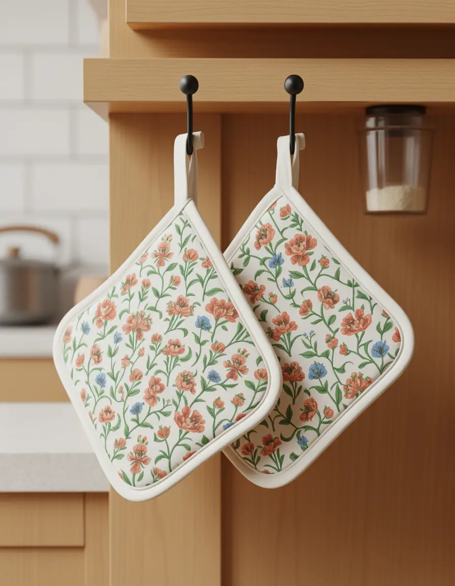 Set de 2 agarradores de algodón con patrón decorativo