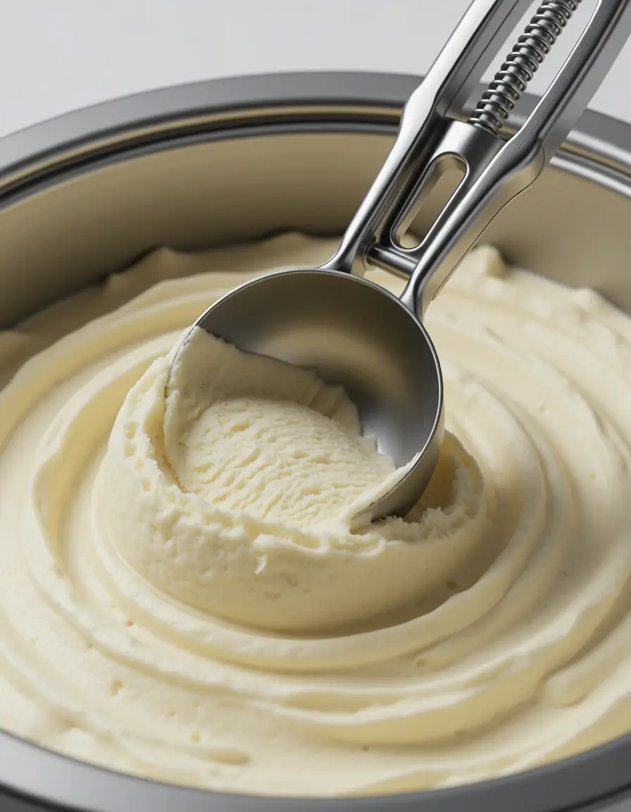Cuchara de helado de acero inoxidable con bola de vainilla