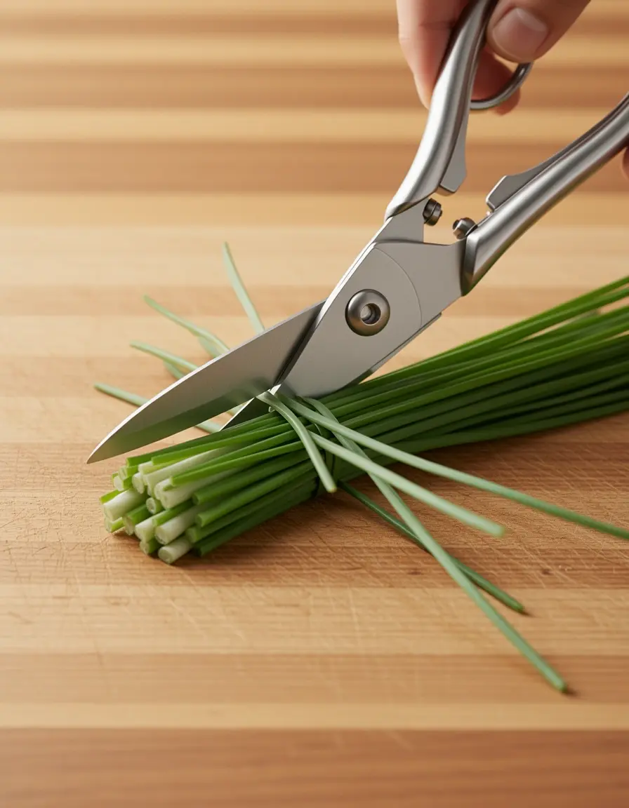 5-blade herb scissors cutting chives