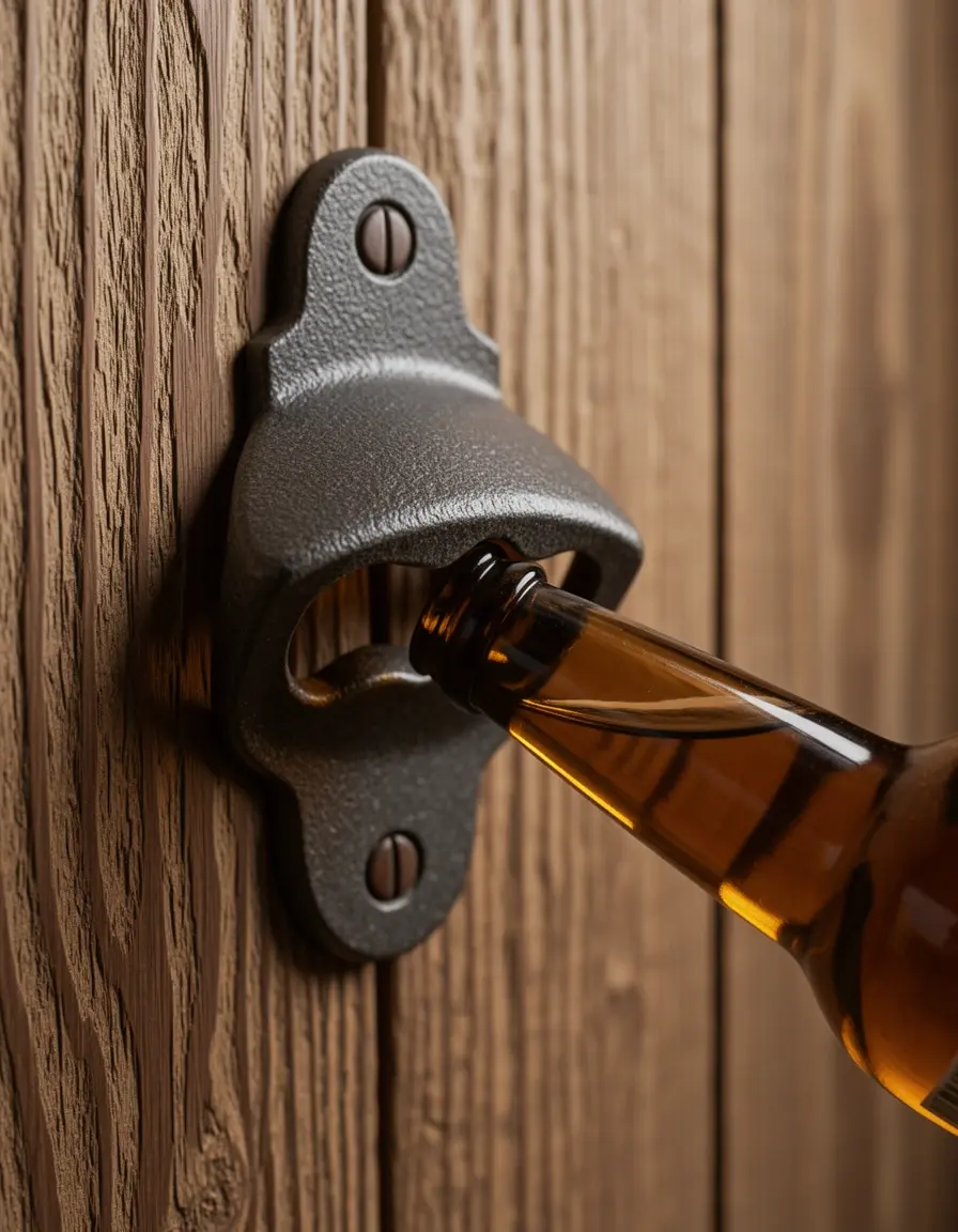 Abrebotellas de pared de hierro fundido estilo rústico