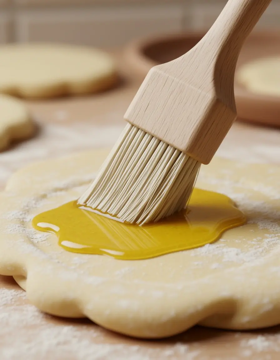 Pincel de silicona para repostería con mango de madera barnizando