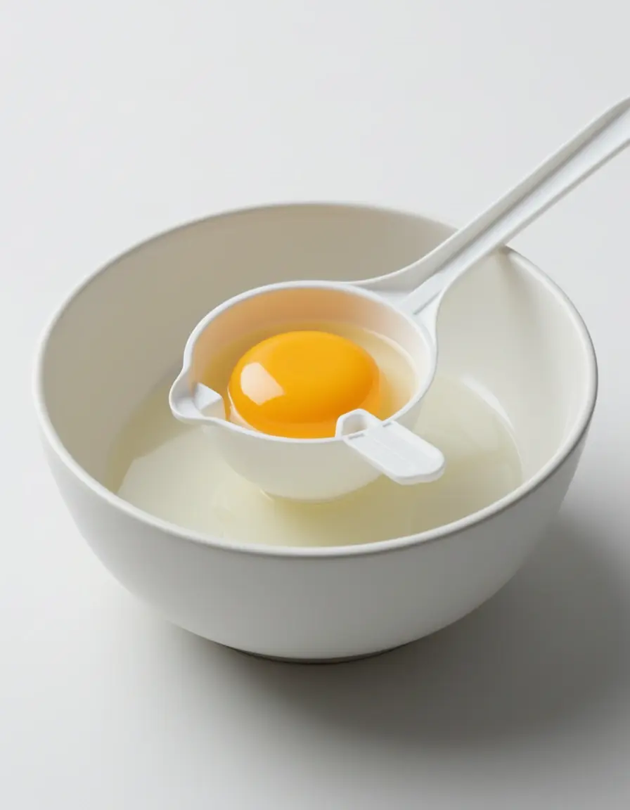 Separador de huevos de plástico separando la yema de la clara
