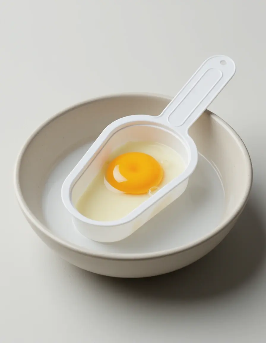 Separador de huevos de plástico separando la yema de la clara