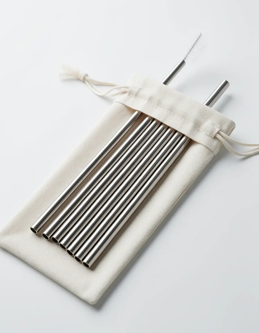 Set de pajitas de acero inoxidable reutilizables con cepillo