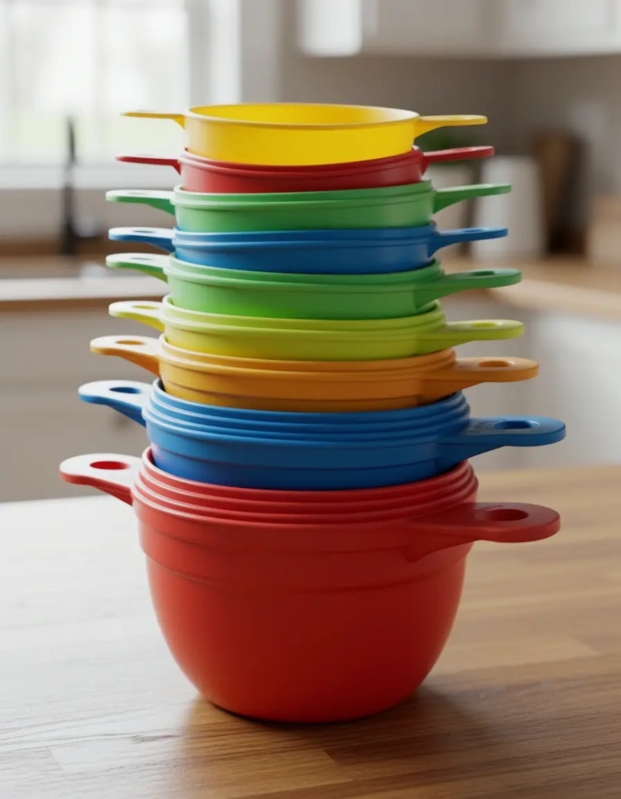 Set de 5 tazas medidoras de plástico de colores