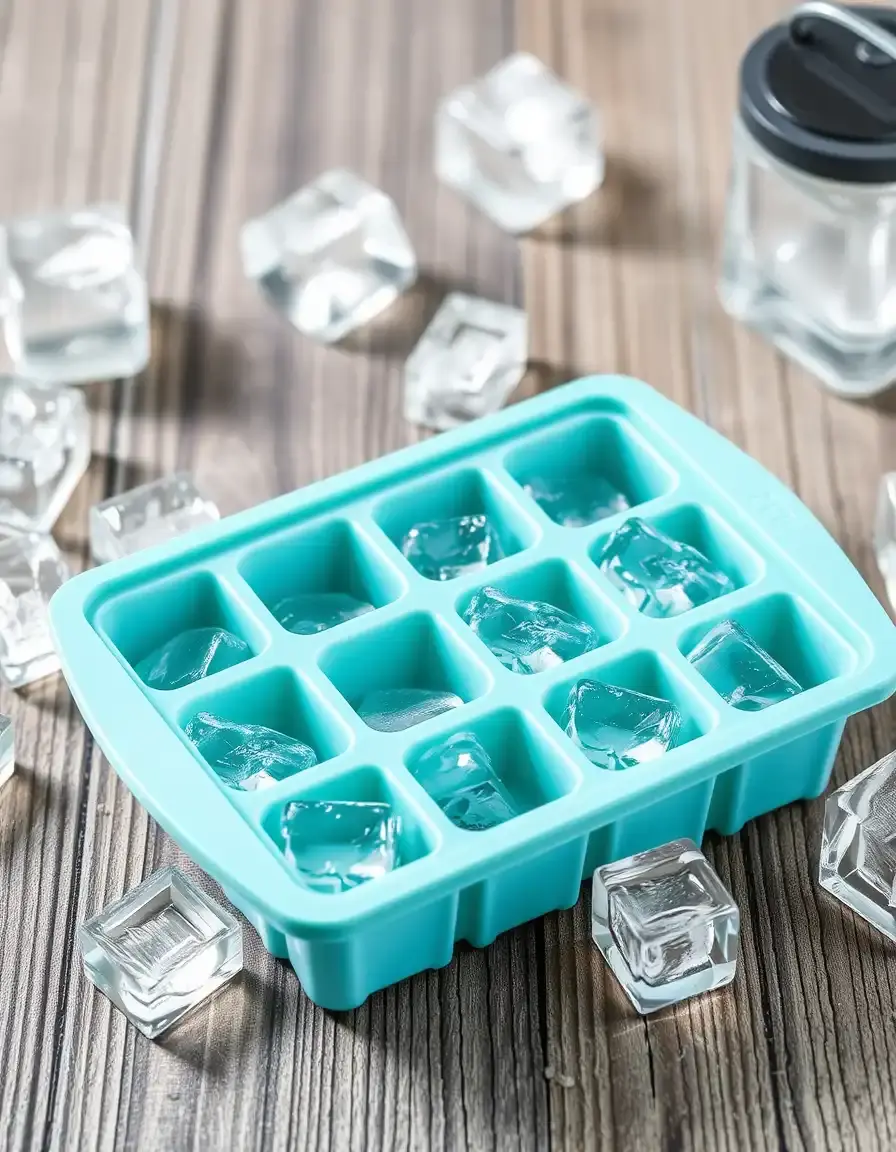 Bandeja de cubitos de hielo de silicona con tapa