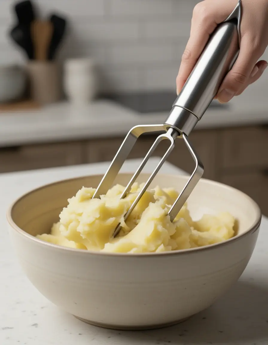 Machacador de patatas con diseño de ondas de acero inoxidable