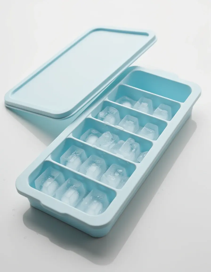 Bandeja de silicona para cubitos de hielo con tapa protectora