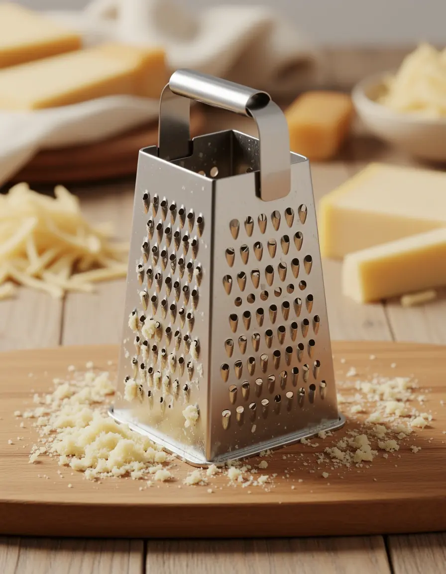 Rallador de caja de 4 lados de acero inoxidable rallando queso