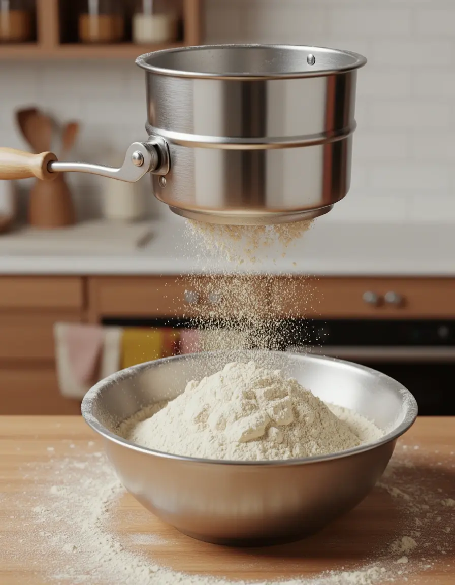Tamizador de harina de acero inoxidable con manivela sifting flour