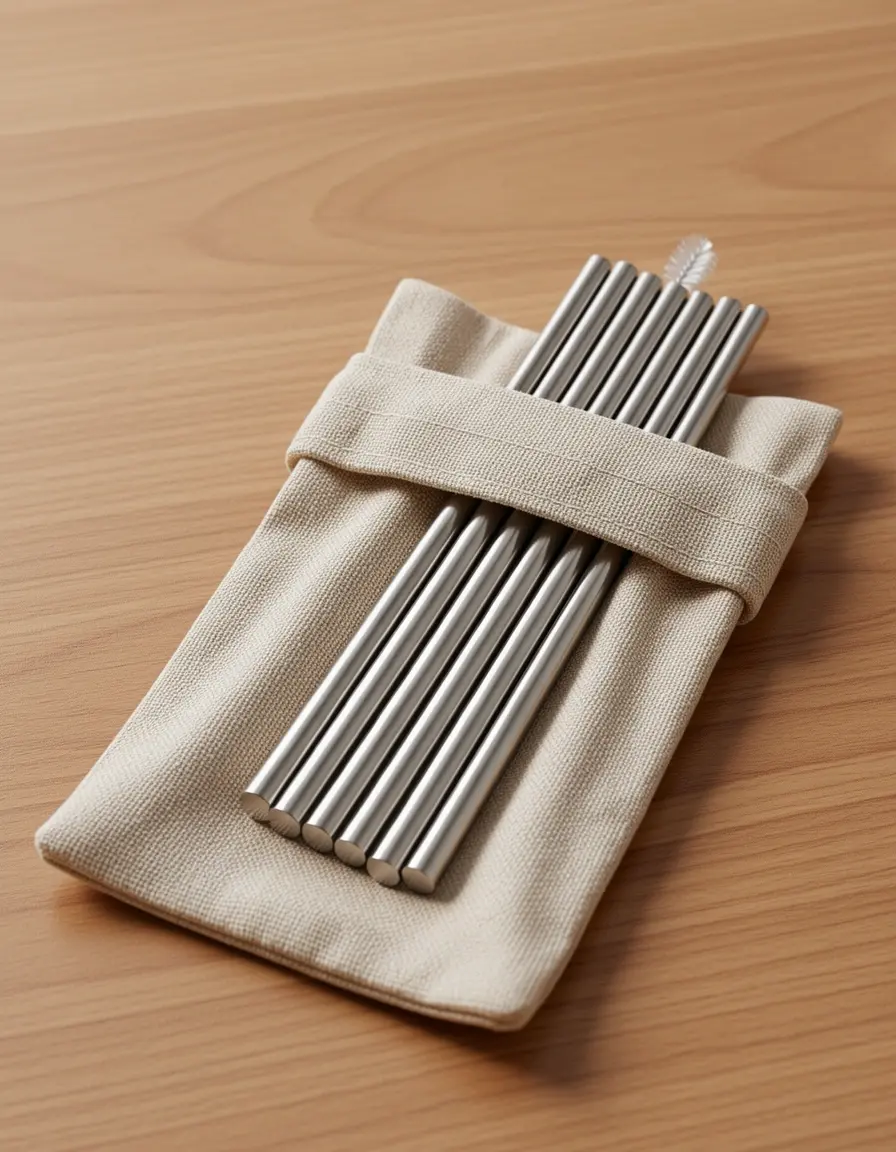 Set de pajitas de acero inoxidable reutilizables con cepillo de limpieza