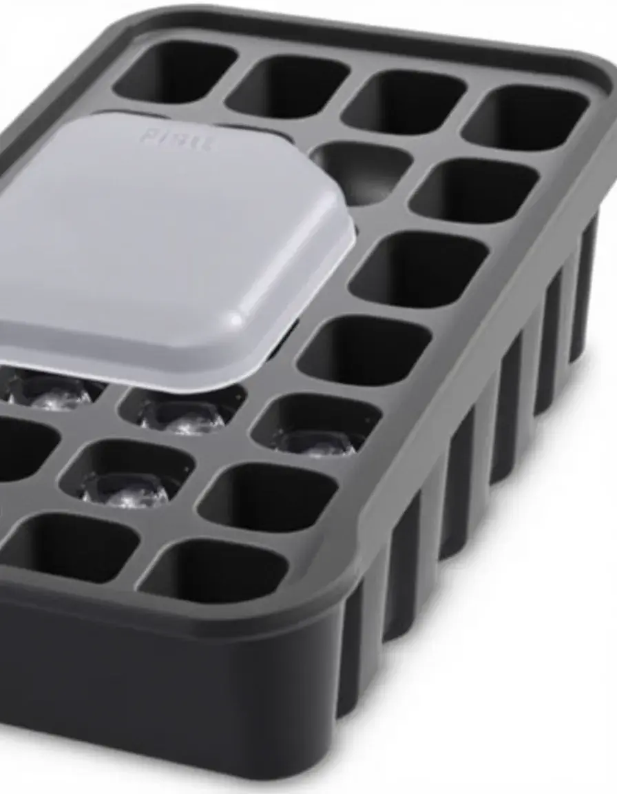 Bandeja de silicona para cubitos de hielo con tapa flexible