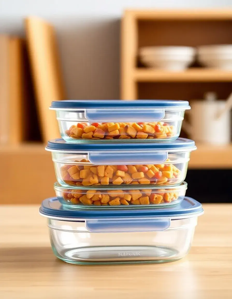 Set de 5 recipientes de vidrio para almacenamiento de alimentos