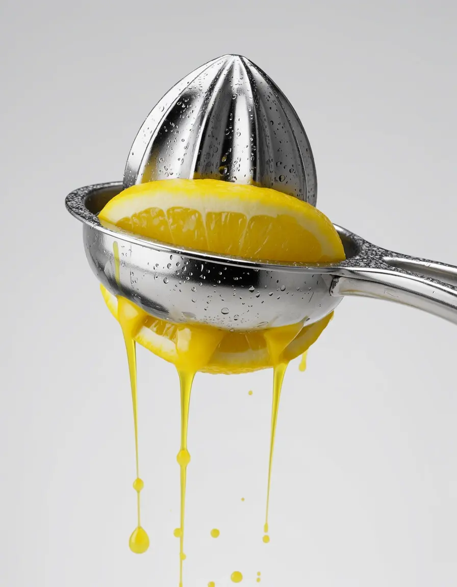 Exprimidor de limones de acero inoxidable extrayendo zumo