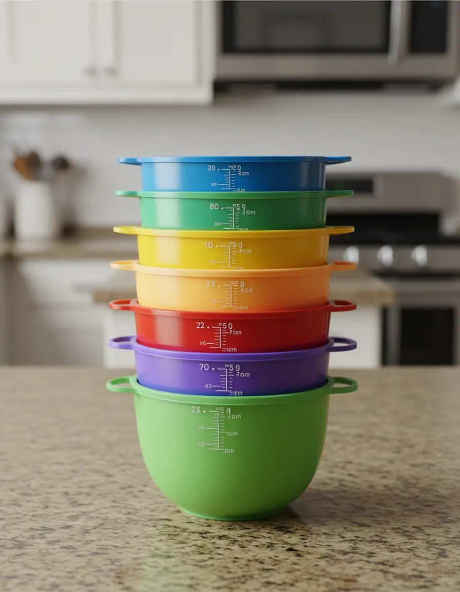 Set de 5 tazas medidoras de plástico de colores