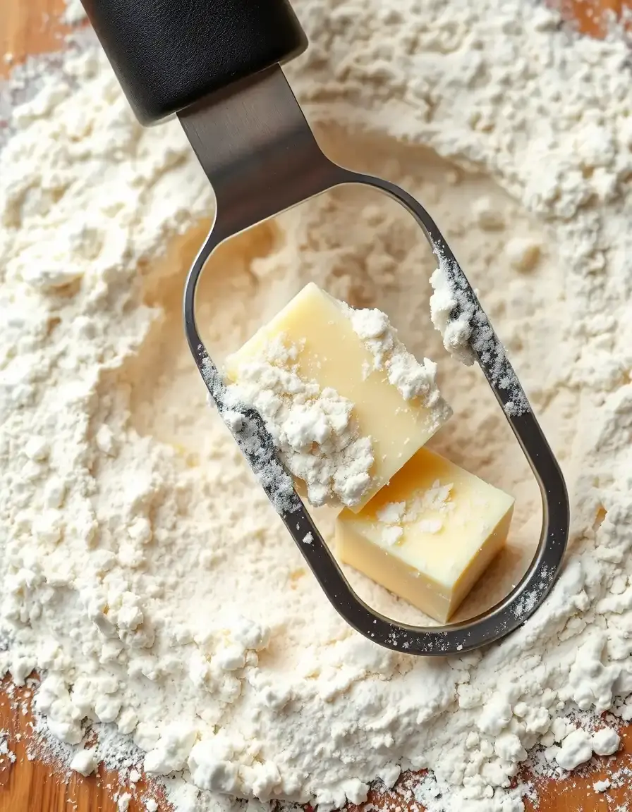 Mezclador de masa cortando mantequilla en harina