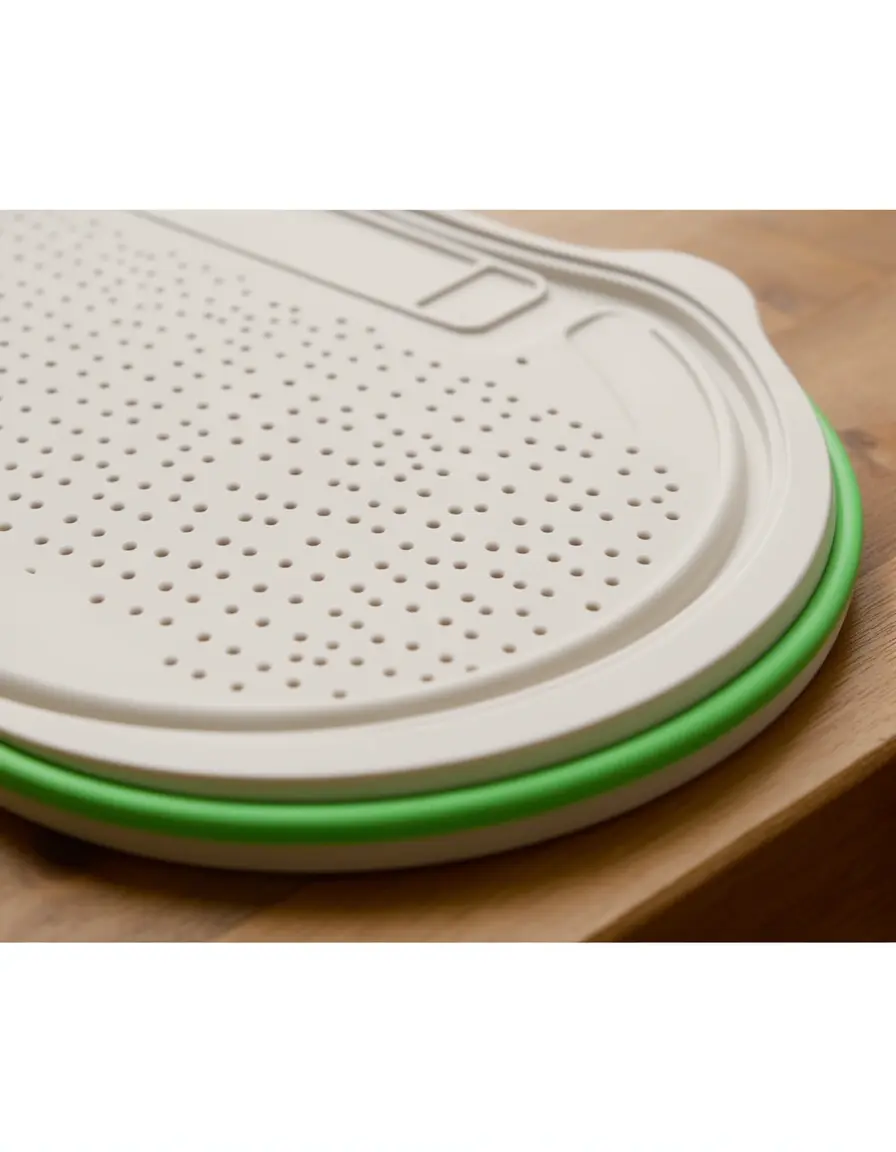 Tabla de cortar plegable con colador integrado