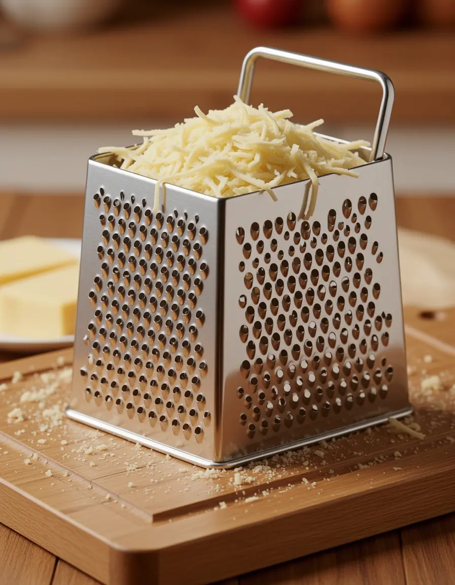Rallador de caja de acero inoxidable con queso