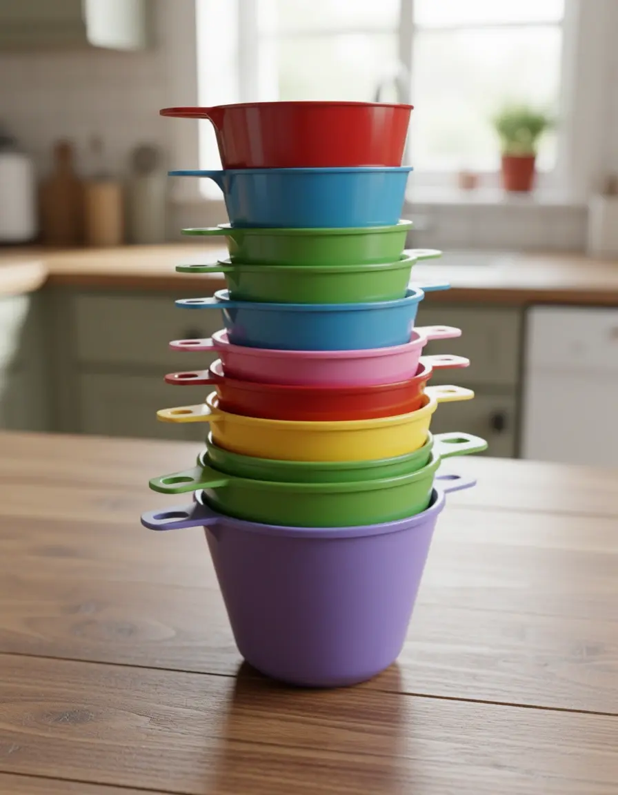Set de 5 tazas medidoras de plástico coloridas